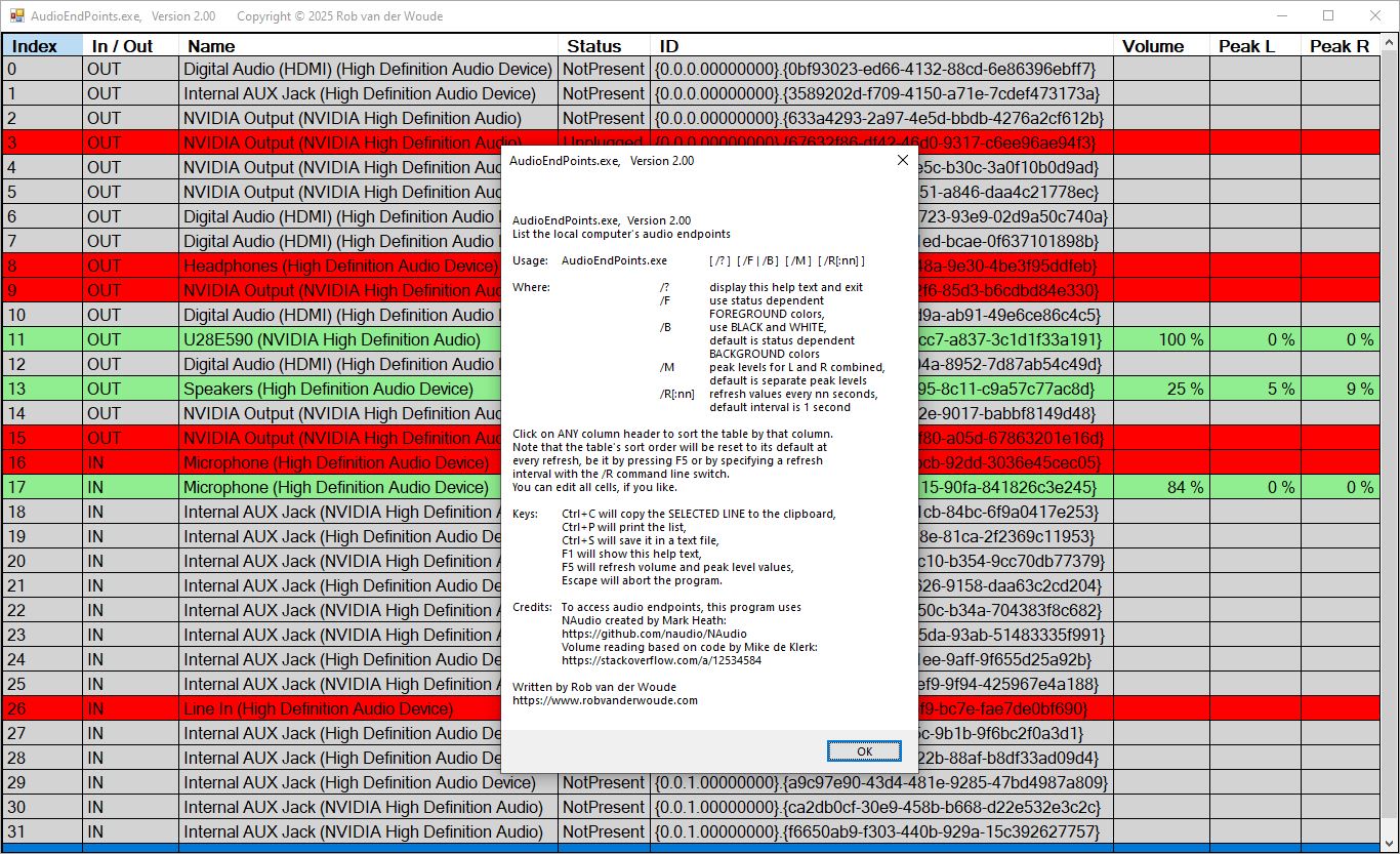 AudioEndPoints screenshot